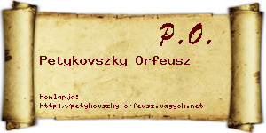 Petykovszky Orfeusz névjegykártya